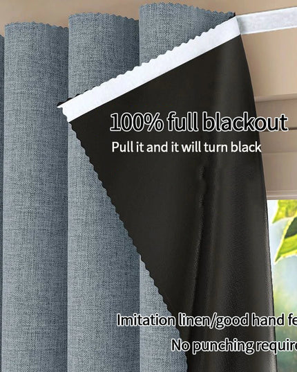 Simple Blackout Bedroom Curtains - High Shading, Self-Adhesive Design