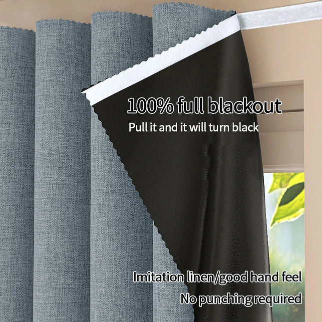 Simple Blackout Bedroom Curtains - High Shading, Self-Adhesive Design