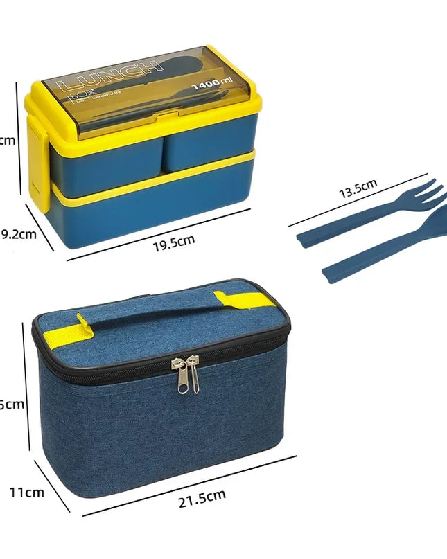 Double Layer Lunch Box with Storage Bag, Leakproof