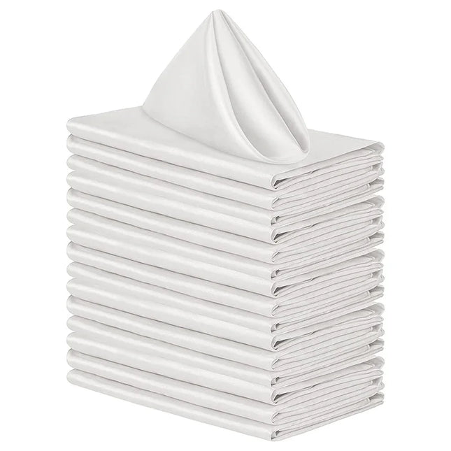 12pcs Satin Cocktail Napkins - 30x30cm Hemstitched Table Decor