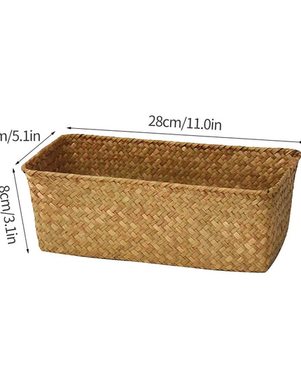 Handmade Woven Storage Basket - Eco-Friendly Picnic & Sundries Organizer