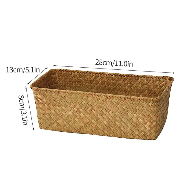 Handmade Woven Storage Basket - Eco-Friendly Picnic & Sundries Organizer