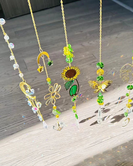 Rainbow Prism Wind Chimes - Artificial Crystal Hanging Pendant Decor