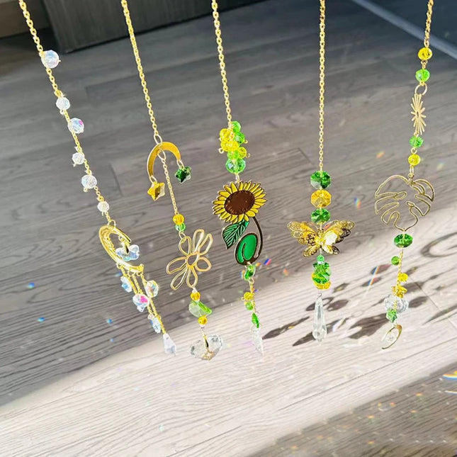 Rainbow Prism Wind Chimes - Artificial Crystal Hanging Pendant Decor