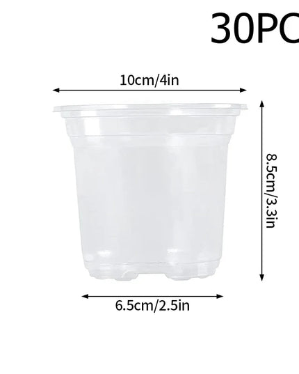 Transparent Flowerpot Nursery Pots - Thickened Plastic Planters, Drainage Hole