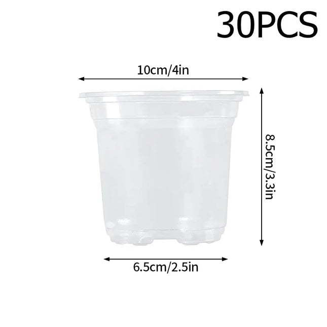 Transparent Flowerpot Nursery Pots - Thickened Plastic Planters, Drainage Hole
