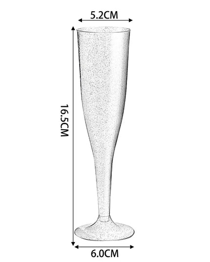 25/50Pcs Clear Champagne Flutes 5oz, Plastic Glitter Champagne Flutes