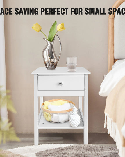 Modern Minimalist Night Stand Bedside Table with Drawer & Shelf