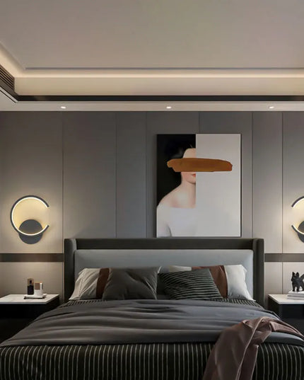 Modern LED Wall Light - Black & White Semicircle Design for Home