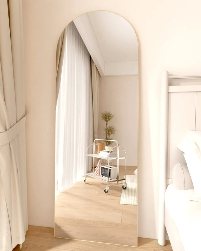 CASSILANDO 64" Arched Full Length Mirror - Stylish Gold Metal Frame
