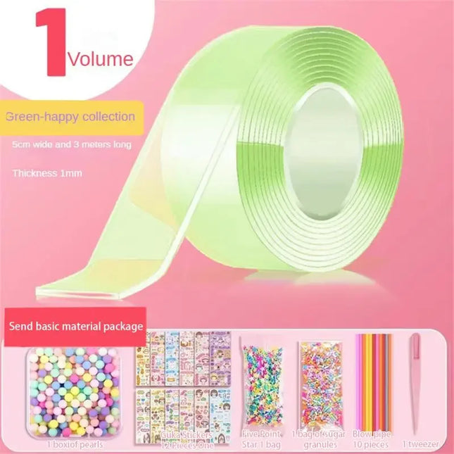 PET Nano Glue Double Sided Tape 
Blow Bubbles Full Set of Nano Tape
Bubble Blowing Decompression Toy Stickers