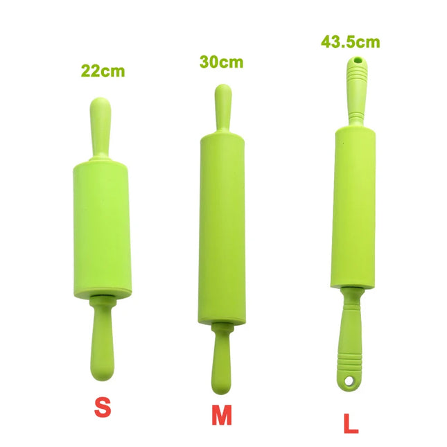 Non-Stick Silicone Rolling Pin with Wooden Handle for Baking Pastry