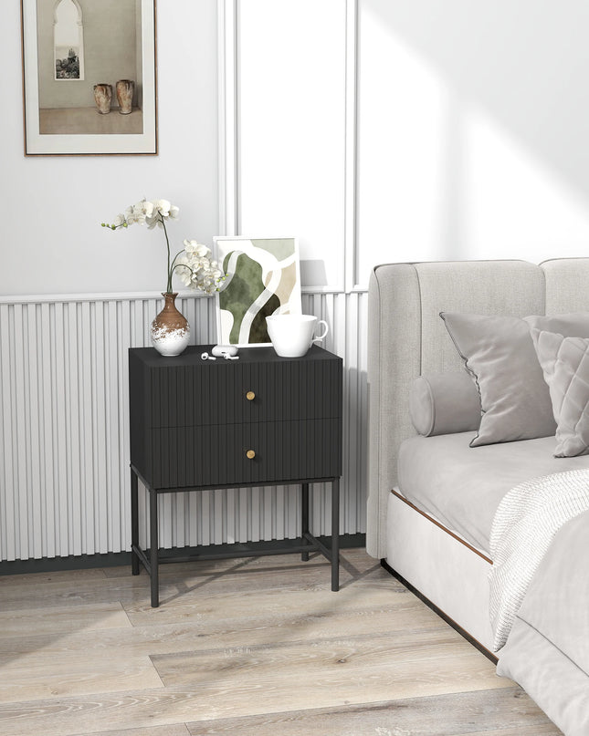 HOMCOM Modern Bedside Table - 2 Drawers for Stylish Bedrooms