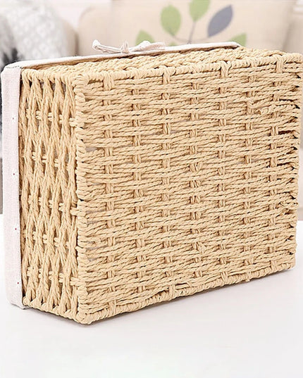 Woven Storage Baskets Organizers Picnic Breakfast Basket Laundry Box Sundries Storage Basket Desktop Cosmetics Snack Storage Box