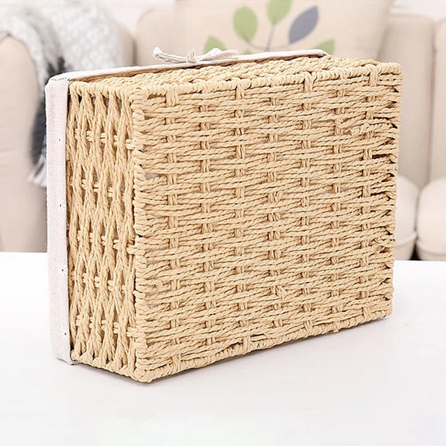 Woven Storage Baskets Organizers Picnic Breakfast Basket Laundry Box Sundries Storage Basket Desktop Cosmetics Snack Storage Box