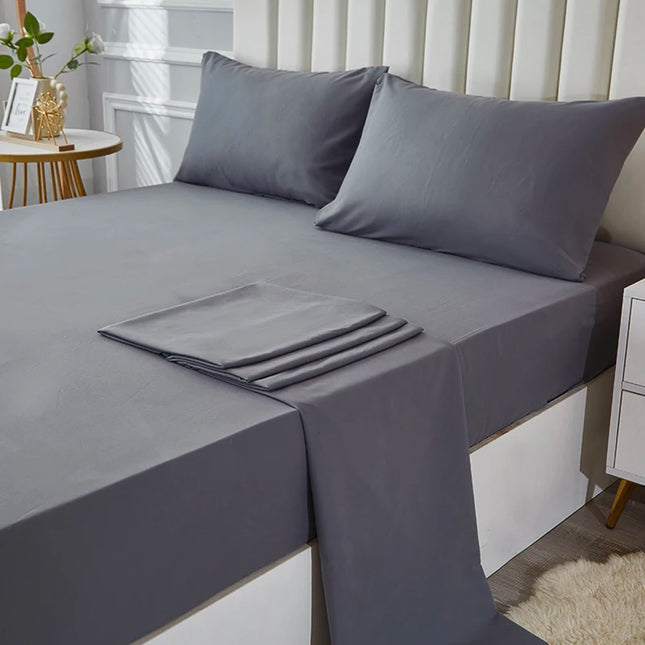 Anqianny 4-Piece Solid Bedding Set - Waterproof Fitted Sheet & Pillowcases