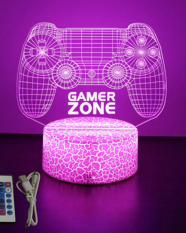 Neon Gamer 3D LED Night Light - RGB Cartoon Lamp for Bedroom