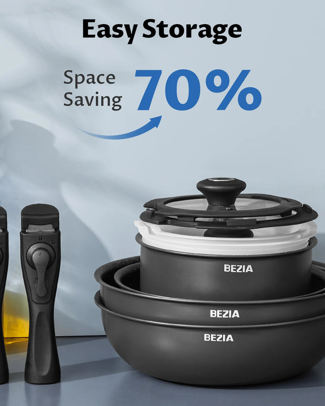 13-Piece Nonstick Induction Cookware Set - Removable Handles, All Hobs