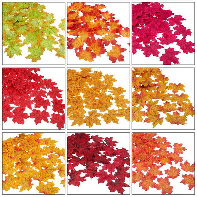 50-200Pcs Artificial Maple Leaves - Silk Decor for Weddings & Parties