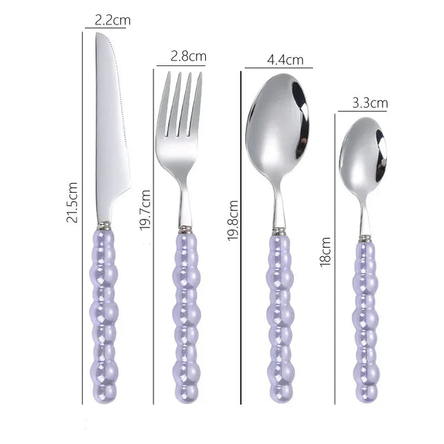 4Pcs/Set Luxury Dinnerware Stainless Steel Spoon and Fork