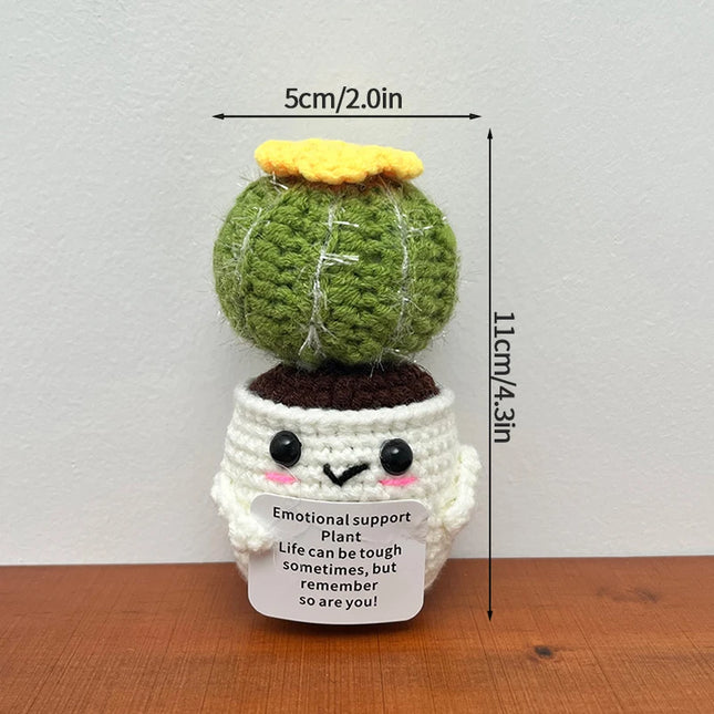 Handmade Crochet Sunflower Decor - Wool Potted Ornament for Auto Interior