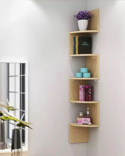 Haodirect Modern 3/5 Layer Wooden Corner Shelf for Home Decor