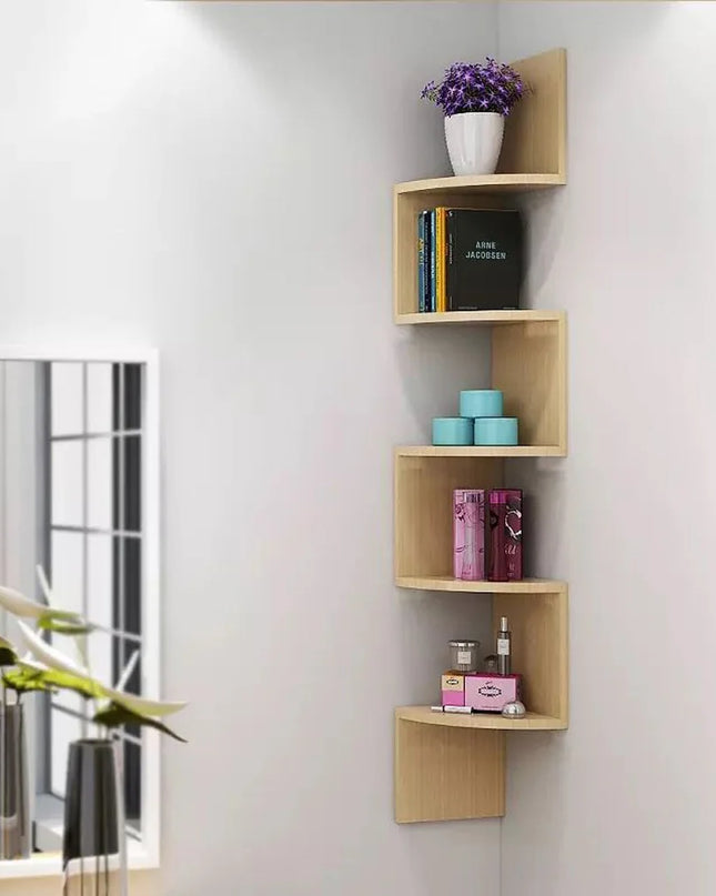 Haodirect Modern 3/5 Layer Wooden Corner Shelf for Home Decor