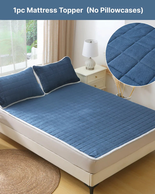 Anqianny Velvet Quilted Mattress Topper - Non-Slip, Warm Comfort