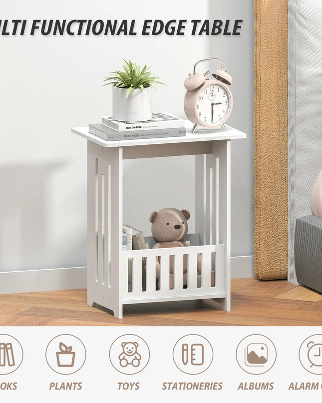 EFAN Modern White Bedside Table – Small Wooden Nightstand