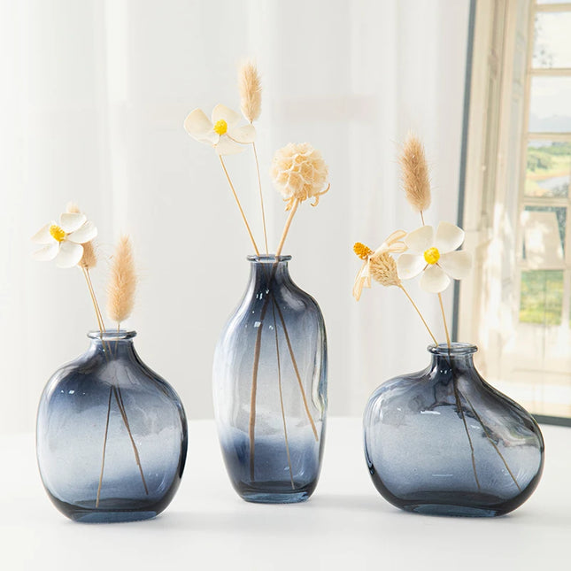 Retro Irregular Glass Flower Vase - Modern Decorative Table Ornament