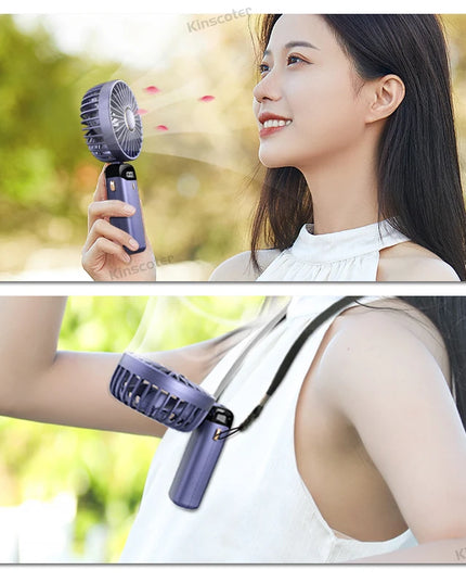 Kinscoter USB Mini Fan - Portable Neck Hanging, 5-Speed Cooling