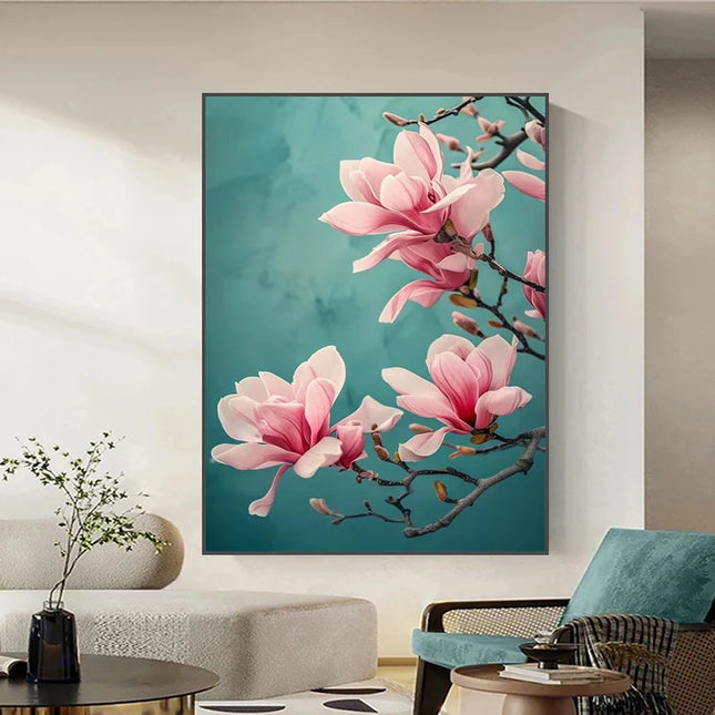 Modern HD Magnolia Flowers Canvas Art - Unframed Wall Decoration