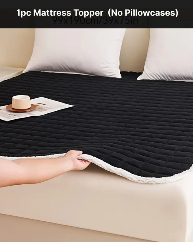 Anqianny Quilted Mattress Topper - Soft Velvet & Anti-Slip Design