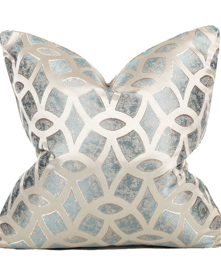 Luxury Blue Plaid Cushion Cover - Modern Sofa Throw Pillow 45x45cm