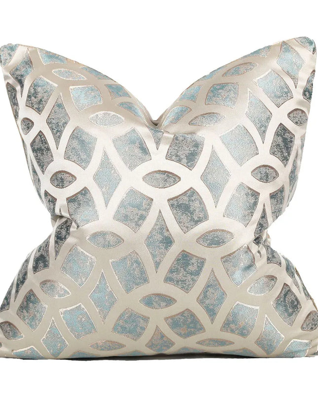 Luxury Blue Plaid Cushion Cover - Modern Sofa Throw Pillow 45x45cm