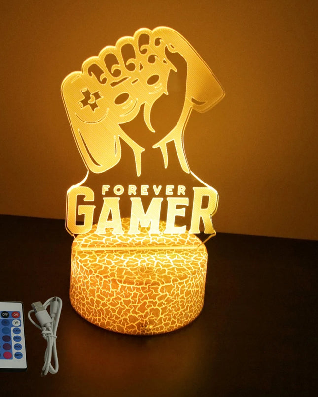 Neon Gamer 3D LED Night Light - RGB Cartoon Lamp for Bedroom
