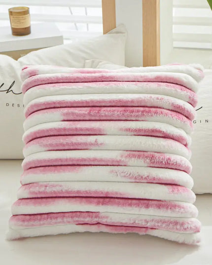 Anqianny Double-Sided Faux Fur Cushion Cover - Fuzzy Striped Decorative Pillow