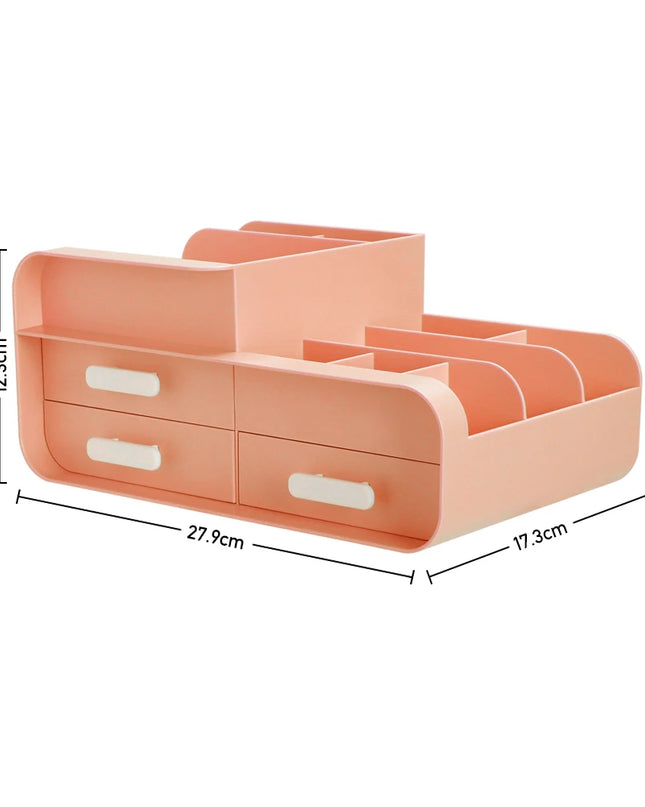 Modishion Multifunctional Cosmetic Storage Box - 9 Compartments, 3 Drawers