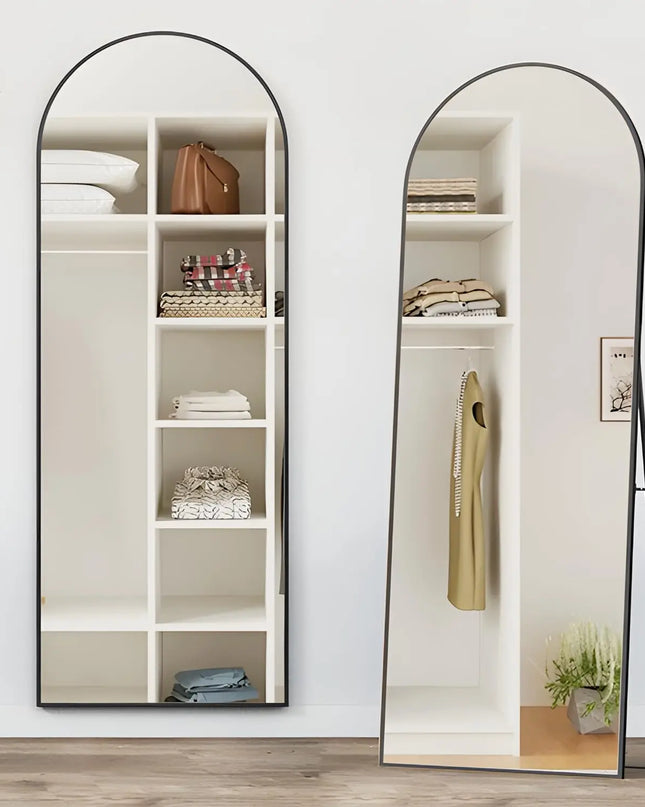 CASSILANDO 64" Arched Full Length Mirror - Stylish Gold Metal Frame