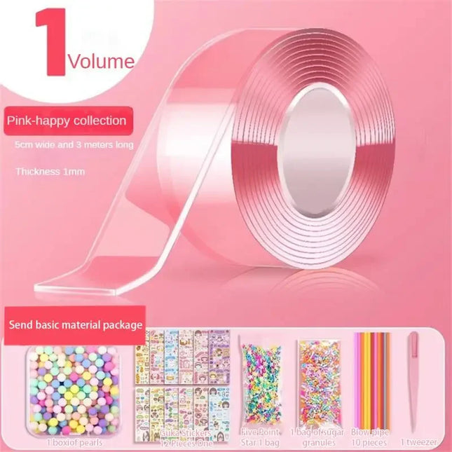PET Nano Glue Double Sided Tape 
Blow Bubbles Full Set of Nano Tape
Bubble Blowing Decompression Toy Stickers