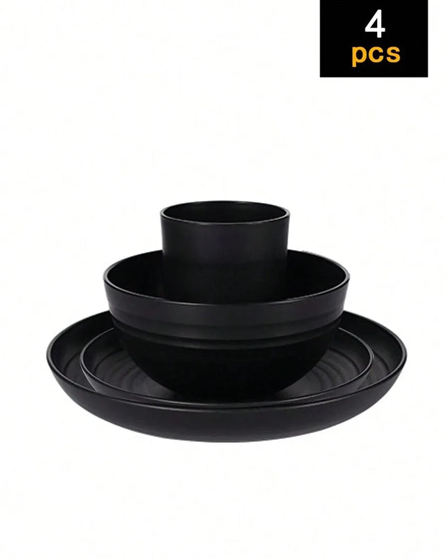 4/16/24pcs Reusable Tableware Set - Eco-Friendly Plates, Bowls, Cups
