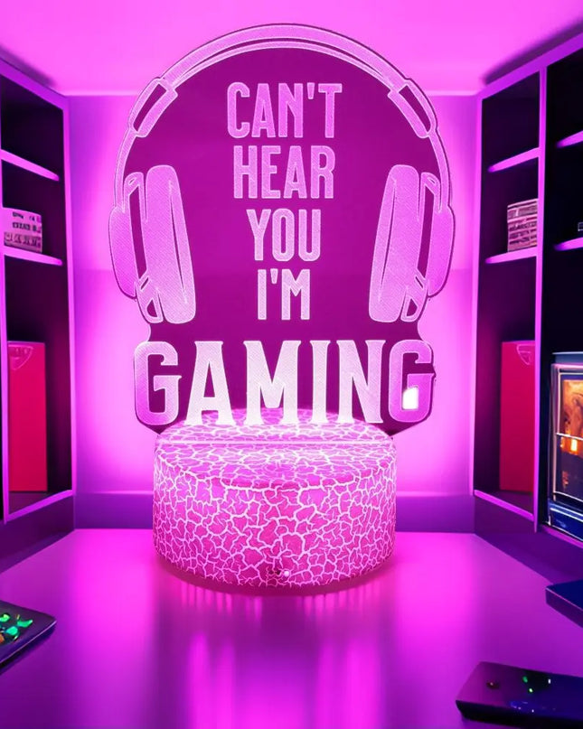 Neon Gamer 3D LED Night Light - RGB Cartoon Lamp for Bedroom
