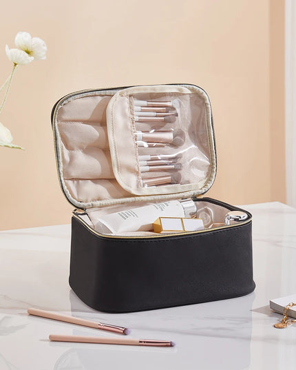 Modishion Double Zipper Travel Cosmetic Bag - Large Capacity & Versatile