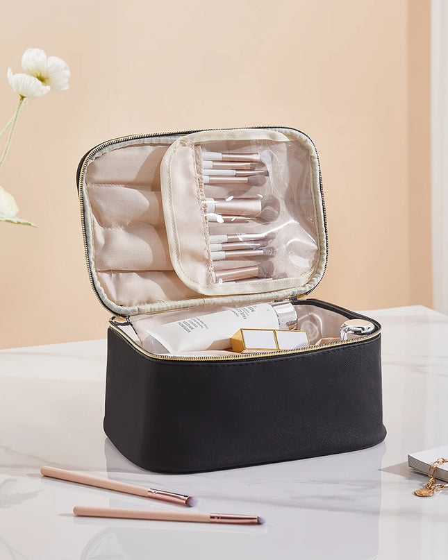 Modishion Double Zipper Travel Cosmetic Bag - Large Capacity & Versatile
