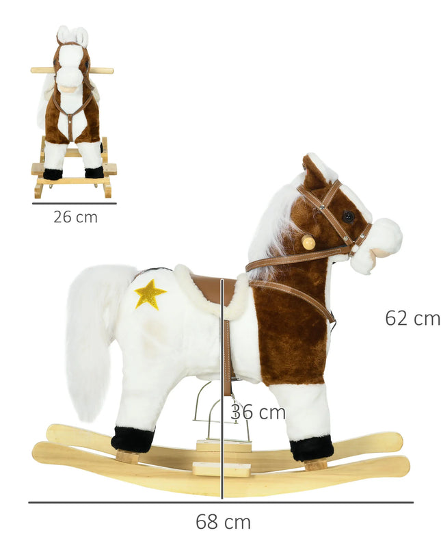 HOMCOM Rocking Horse with Music - Fun Ride On for Ages 3-6