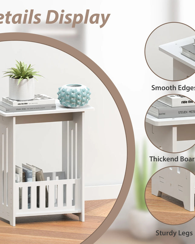 EFAN Modern White Bedside Table – Small Wooden Nightstand