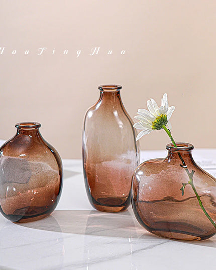 Retro Irregular Glass Flower Vase - Modern Decorative Table Ornament