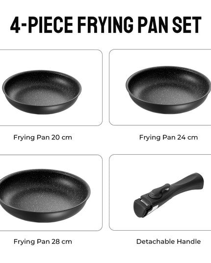 Fadware Non-Stick Frying Pan Set - Removable Handle, Induction Safe