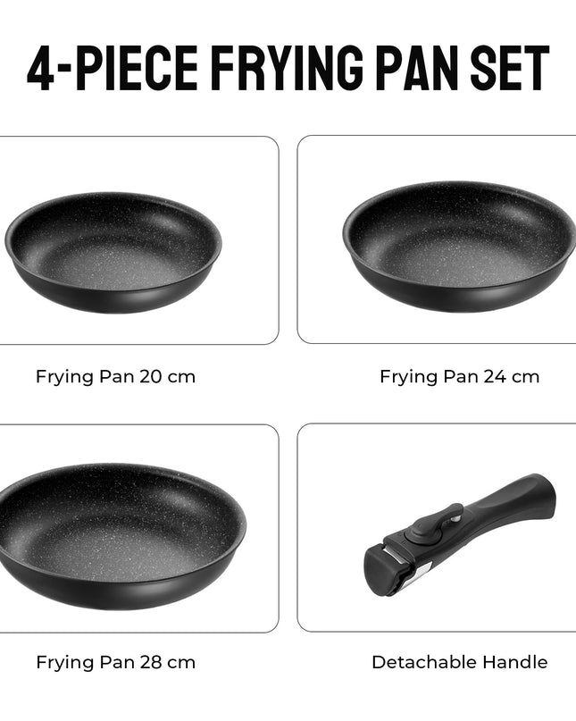 Fadware Non-Stick Frying Pan Set - Removable Handle, Induction Safe