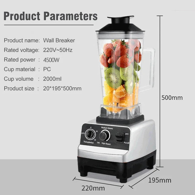 BALASHOV 220V Commercial Blender Juicer - Heavy Duty, 2000W Power